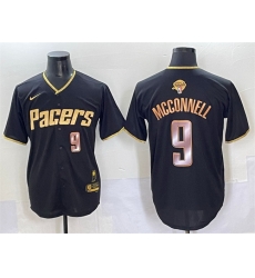 Men Indiana Pacers 9 T J McConnell Black Gold 2025 Finals Vapor Stitched Baseball Jersey Men Indiana Pacers 9 T J McConnell Black Gold 2025 Finals Vapor Stitched Baseball Jersey