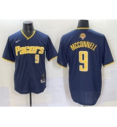Men Indiana Pacers 9 T J  McConnell Navy 2025 Finals Vapor Stitched Baseball Jersey