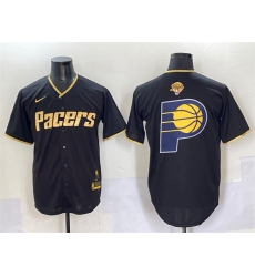 Men Indiana Pacers Team Big Logo Black Gold 2025 Finals Vapor Stitched Baseball Jersey Men Indiana Pacers Team Big Logo Black Gold 2025 Finals Vapor Stitched Baseball Jersey