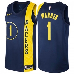 Men Nike Indiana Pacers 1 TJ Warren Navy Blue NBA Swingman City Edition Jersey