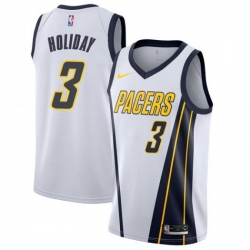 Men Nike Indiana Pacers 3 Aaron Holiday White NBA Swingman Earned Edition Jersey