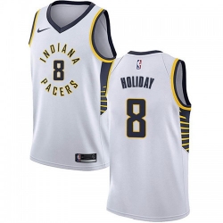 Men Nike Indiana Pacers 8 Justin Holiday White NBA Swingman Association Edition Jersey