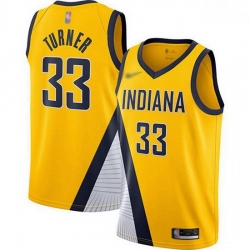 Pacers  33 Myles Turner Gold Basketball Swingman Statement Edition 2019 2020 Jersey