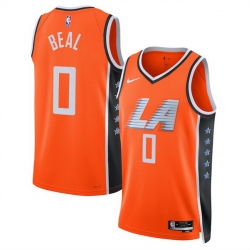 Men Los Angeles Clippers 0 Bradley Beal Orange 2025 26 City Edition Stitched Jersey