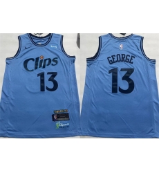 Men Los Angeles Clippers 13 Paul George Light Blue 2024 25 City Edition Stitched Jersey