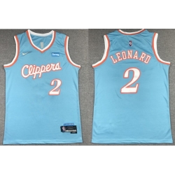 Men Los Angeles Clippers 2 Kawhi Leonard Blue 75th Anniversary 2021 2022 City Edition NBA Jersey