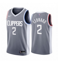 Men Los Angeles Clippers 2 Kawhi Leonard Gray NBA Swingman 2020 21 Earned Edition Jersey