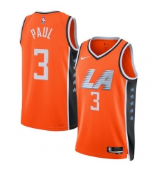 Men Los Angeles Clippers 3 Chris Paul Orange 2025 26 City Edition Stitched Jersey