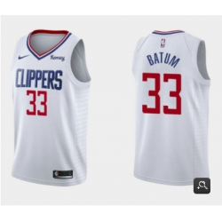 Men Los Angeles Clippers 33 Nicolas Batum White Association Edition Stitched Basketball Jersey