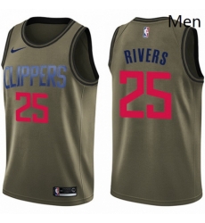 Mens Nike Los Angeles Clippers 25 Austin Rivers Swingman Green Salute to Service NBA Jersey