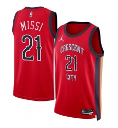 Men New Orleans Pelicans 21 Yves Missi Red 2024 Draft Statement Edition Stitched Basketball Jersey