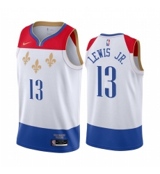 Men Nike New Orleans Pelicans 13 Kira Lewis Jr  White NBA Swingman 2020 21 City Edition Jersey