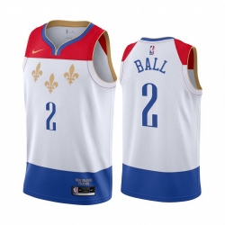 Men Nike New Orleans Pelicans 2 Lonzo Ball White NBA Swingman 2020 21 City Edition Jersey