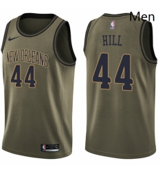 Mens Nike New Orleans Pelicans 44 Solomon Hill Swingman Green Salute to Service NBA Jersey