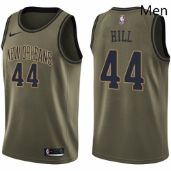 Mens Nike New Orleans Pelicans 44 Solomon Hill Swingman Green Salute to Service NBA Jersey