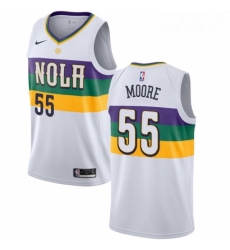 Mens Nike New Orleans Pelicans 55 E Twaun Moore Swingman White NBA Jersey City Editio