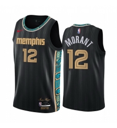 Men Nike Memphis Grizzlies 12 Ja Morant Black NBA Swingman 2020 21 City Edition Jersey