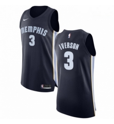 Mens Nike Memphis Grizzlies 3 Allen Iverson Authentic Navy Blue Road NBA Jersey Icon Edition 