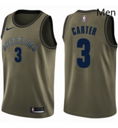 Mens Nike Memphis Grizzlies 3 Jevon Carter Swingman Green Salute to Service NBA Jersey 