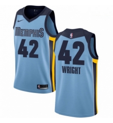 Mens Nike Memphis Grizzlies 42 Lorenzen Wright Authentic Light Blue NBA Jersey Statement Edition