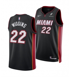 Men Miami Heat 22 Andrew Wiggins Black 2025 Icon Edition Swingman Stitched Basketball Jersey