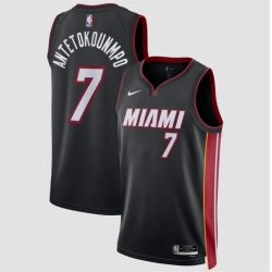 Men Miami Heat  7 Giannis Antetokounmpo Black 2026 Icon Edition Swingman Stitched Basketball Jersey