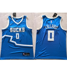 Men Milwaukee Bucks 0 Damian Lillard Royal 2024 City Edition Stitched Basketball Jersey