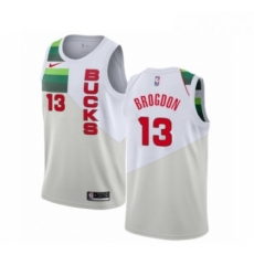 Mens Nike Milwaukee Bucks 13 Malcolm Brogdon White Swingman Jersey Earned Edition 