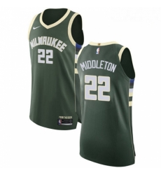 Mens Nike Milwaukee Bucks 22 Khris Middleton Authentic Green Road NBA Jersey Icon Edition 