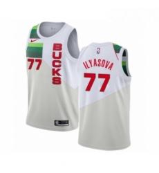 Mens Nike Milwaukee Bucks 77 Ersan Ilyasova White Swingman Jersey Earned Edition 