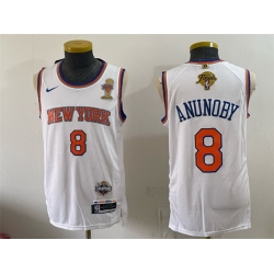 Men New Yok Knicks  8 OG Anunoby White 2026 Finals Champions Patch Statement Edition Stitched Jersey