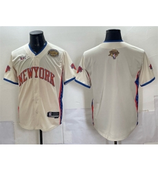 Men New York Knicks Blank Cream 2026 Finals Eastern Conference Champions Patch Stitched Baseball Jersey Men New York Knicks Blank Cream 2026 Finals Eastern Conference Champions Patch Stitched Baseball Jersey
