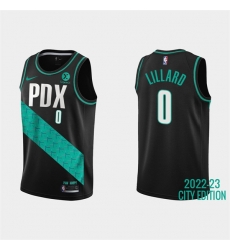 Men Portland Trail Portland Blazers 0 Damian Lillard 2022 23 Black City Edition Stitched Basketball Jersey