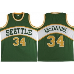 Men Seattle Supersonics 34 Xavier McDaniel Green Stitched Basketball Jersey