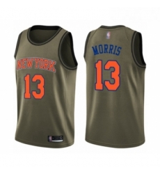 Mens New York Knicks 13 Marcus Morris Swingman Green Salute to Service Basketball Jersey 