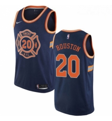 Mens Nike New York Knicks 20 Allan Houston Authentic Navy Blue NBA Jersey City Edition