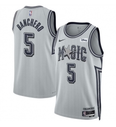 Men Orlando Magic 5 Paolo Banchero Silver 2024 25 City Edition Stitched Basketball Jersey