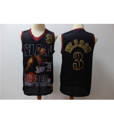 76ers 3 Allen Iverson Black Hardwood Classics Limited Edition Jersey