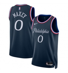 Men Philadelphia 76ers 0 Tyrese Maxey Navy 2025 26 City Edition Stitched Jersey