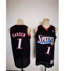 Men Philadelphia 76ers 1 James Harden Mitchell Ness Black Classics Stitched Basketball Jersey