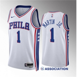 Men Philadelphia 76ers 1 Kenyon Martin Jr White Association Edition Stitched Jersey