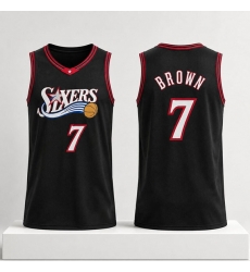 Men Philadelphia 76ers 7 Jaylen Brown Black 2026 Stitched Jersey Men Philadelphia 76ers 7 Jaylen Brown Black 2026 Stitched Jersey