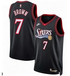 Men Philadelphia 76ers Jaylen Brown #7 Black Edition Stitched Stitched Jersey