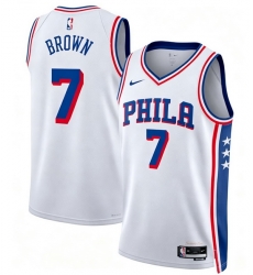 Men Philadelphia 76ers Jaylen Brown #7 White Edition Stitched Stitched Jersey