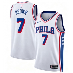 Men Philadelphia 76ers Jaylen Brown #7 White Edition Stitched Stitched Jersey