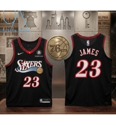 Men Philadelphia 76ers LeBron James Black 2026 Stitched Jersey Men Philadelphia 76ers LeBron James Black 2026 Stitched Jersey