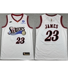 Men Philadelphia 76ers  LeBron James White Classic Edition Stitched Jersey