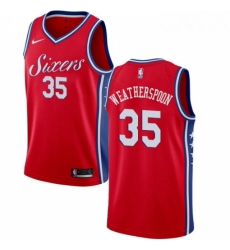 Mens Nike Philadelphia 76ers 35 Clarence Weatherspoon Swingman Red Alternate NBA Jersey Statement Edition 