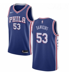 Mens Nike Philadelphia 76ers 53 Darryl Dawkins Swingman Blue Road NBA Jersey Icon Edition 