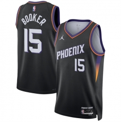 Men Phoenix Suns  15 Devin Booker Black 2026 Statement Edition Stitched Basketball Jersey